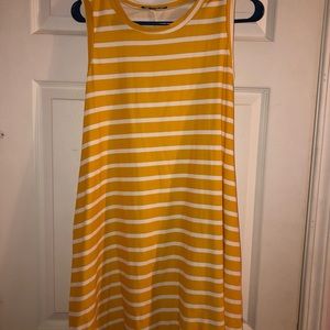 Gold/white striped skater dress